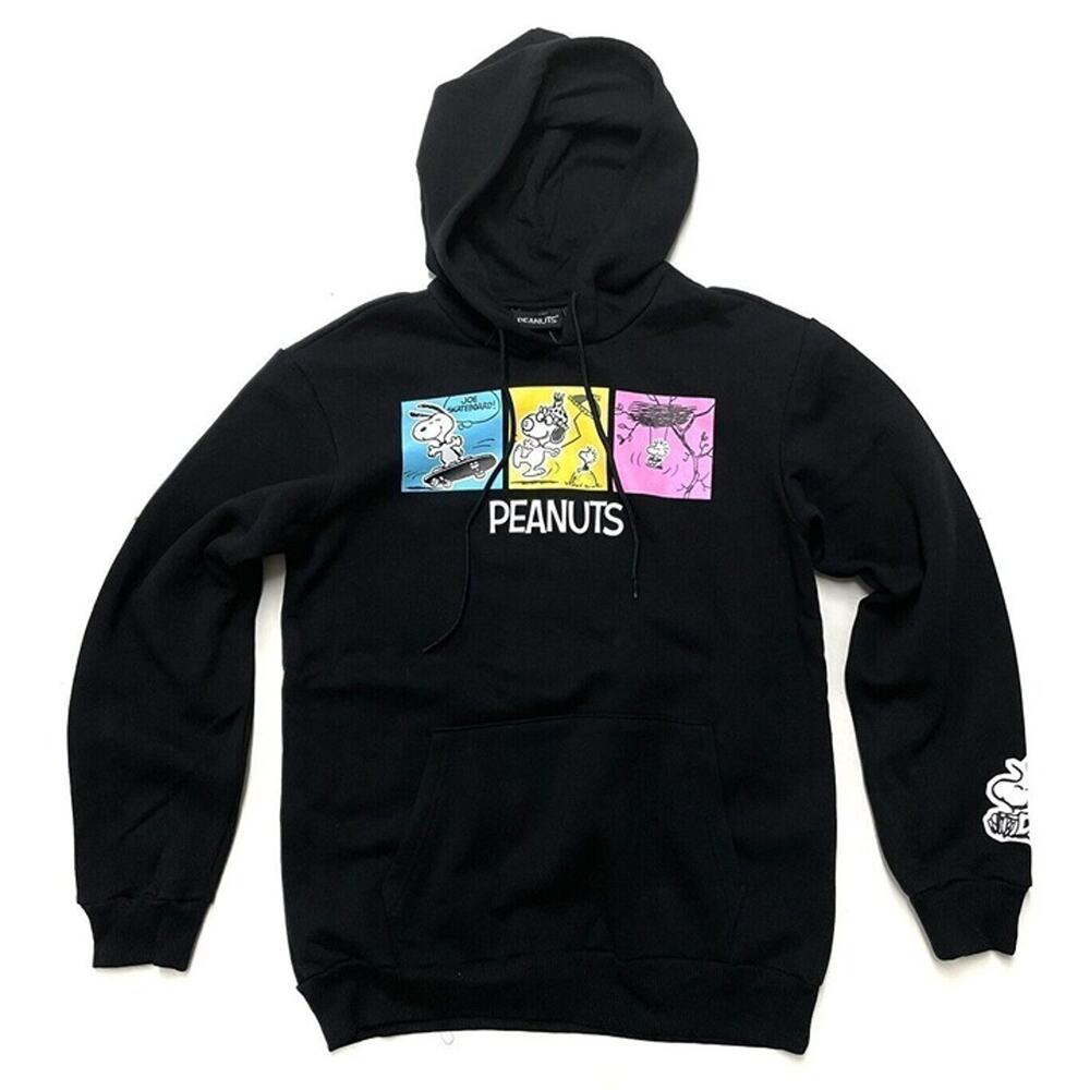 Peanuts Snoopy NEON Hoodie Snoopy Woodstock Size M Medium Sweatshirt Comic Strip